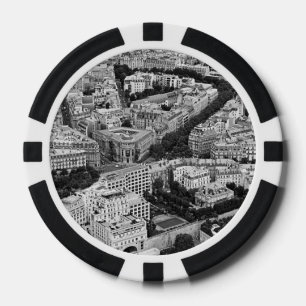 Lot De Jeton De Poker Paris France Vue aérienne en noir et blanc