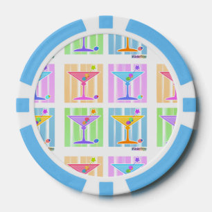 LOT DE JETON DE POKER PASTEL POP ART MARTINIS