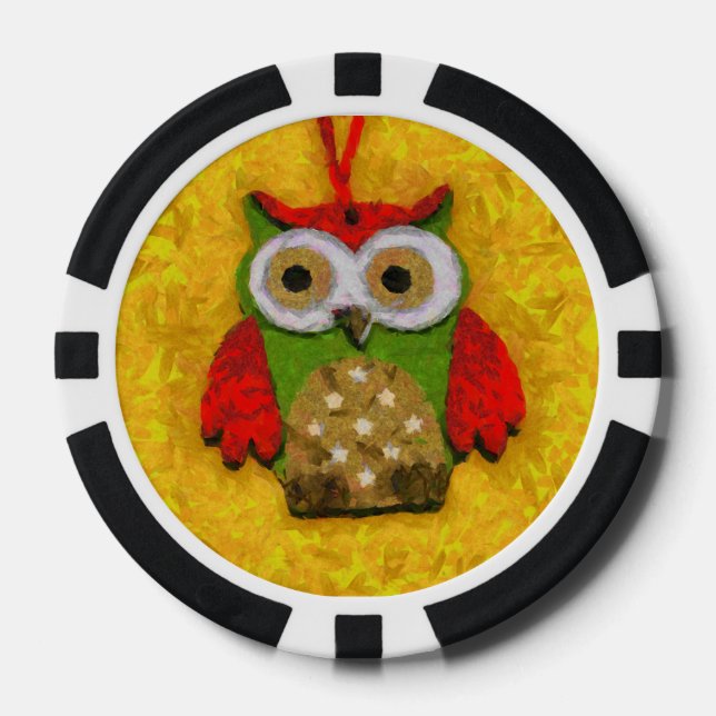Lot De Jeton De Poker Peinture de hibou (Recto)