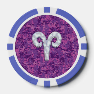 Lot De Jeton De Poker Perle comme Aries Symbole Zodiaque Camouflage numé