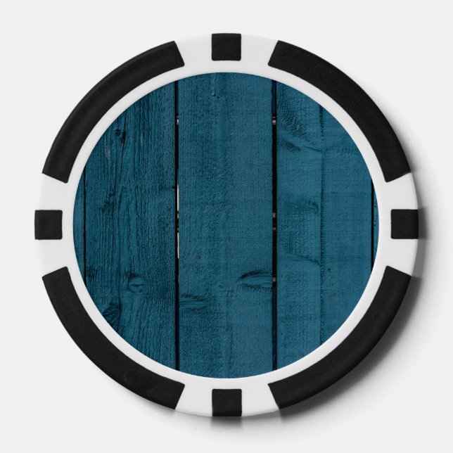 Lot De Jeton De Poker Planches de bois peint en bleu (Recto)