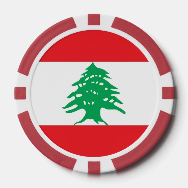 Lot De Jeton De Poker Poker chips avec Drapeau du Liban (Recto)