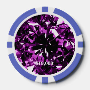 Lot De Jeton De Poker Puce de poker en pierre de diamants Amethyst viole