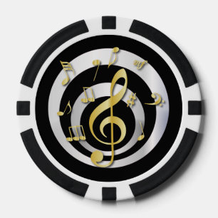 Lot De Jeton De Poker Rétro or de l'effet 3D et notes musicales