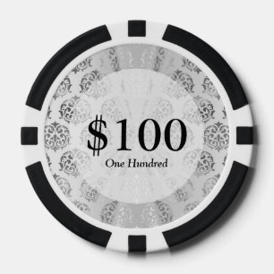 Lot De Jeton De Poker Silver gray damask