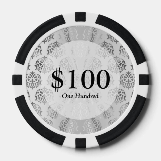 Lot De Jeton De Poker Silver gray damask (Recto)
