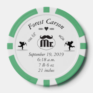 Lot De Jeton De Poker Statistiques de bébé garçon Monsieur Moustache Lil