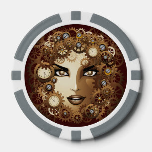 Lot De Jeton De Poker Steampunk Girl Portrait poker_chips