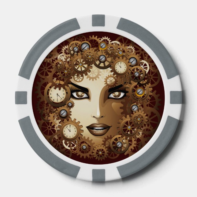 Lot De Jeton De Poker Steampunk Girl Portrait poker_chips (Recto)