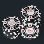 Lot De Jeton De Poker Style Las Vegas Marié<br><div class="desc">Chips de Poker style Casino. Marié à Las Vegas. Doté d'un design rouge profond, argenté, blanc et noir. REMARQUE : SEULEMENT CHANGER LES ZONES MODÈLES NÉCESSAIRES! 😀 Si nécessaire, vous pouvez supprimer le texte et commencer à ajouter le texte et la police que vous voulez. 📌 Si vous avez besoin...</div>