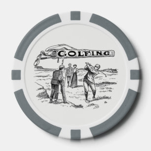 Lot De Jeton De Poker Tournoi vintage jouant au golf de joueur de golf