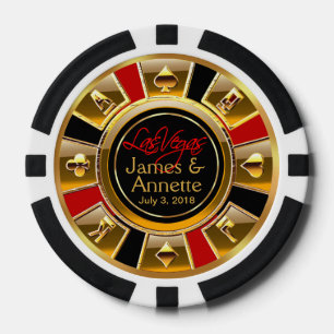 Lot De Jeton De Poker Vegas Newlyweds Casino Chip Rouge et noir