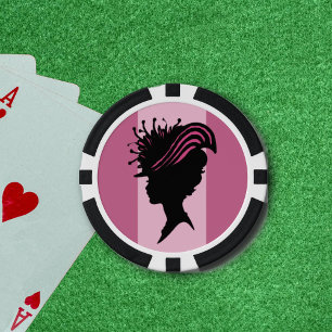 Lot De Jeton De Poker Vintage Victorien Lady Black Silhouette Fancy Casq