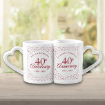 Lot De Mugs 40e anniversaire Ruby Hearts Confetti<br><div class="desc">Personnalisez avec les noms et l'année mariage du couple heureux. Un cadeau amusant,  unique et personnalisable pour célébrer l'anniversaire du mariage de rubis de quiconque. Conçu par Pure Piglet© à l'adresse www.zazzle.com/purepiglet*.</div>