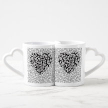 Amoureux de Zentangle Monochrome Feuilles Cœur Fan