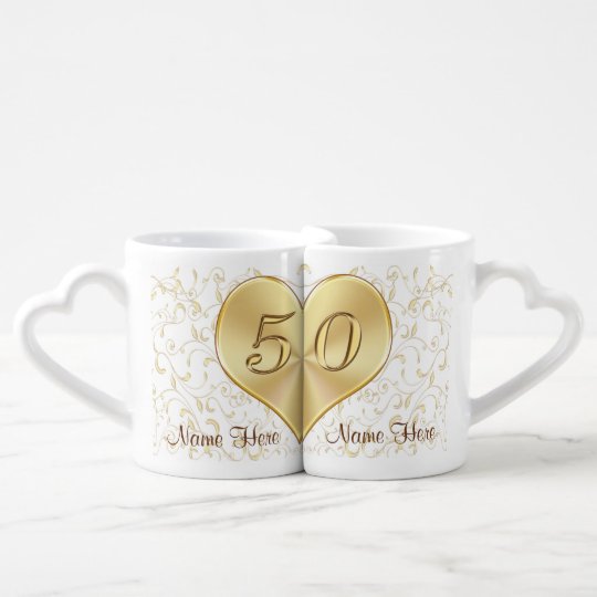 Lot De Mugs Cadeaux D Anniversaire De Mariage De 50 Ans Zazzle Fr
