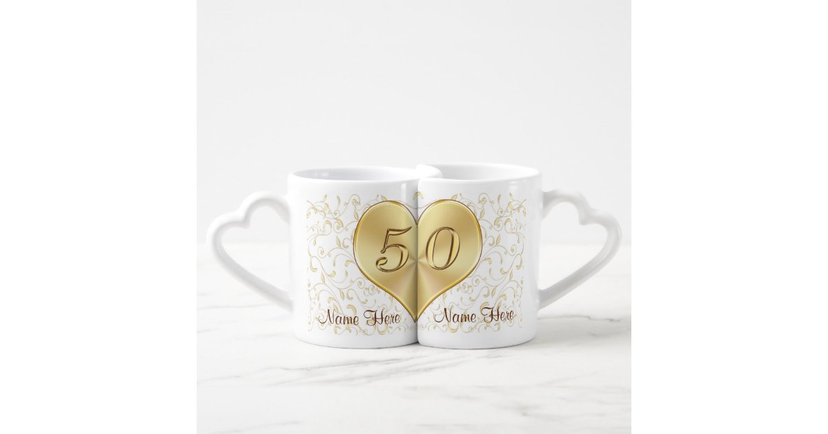 Lot De Mugs Cadeaux D Anniversaire De Mariage De 50 Ans Zazzle Fr