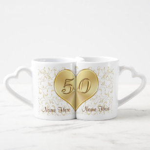Lot De Mugs Cadeaux de 50 ans pour l'anniversaire du Mariage, 