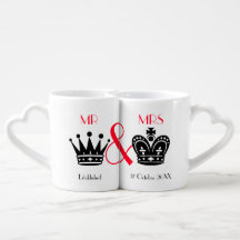 Les jeunes mariés M. et Mme King Queen Crowns