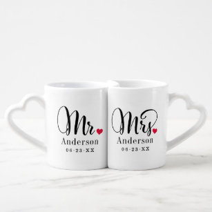 Lot De Mugs M. et Mme Elegant Script Monogramme de mariage per