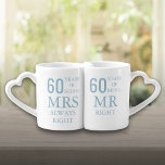 Lot De Mugs M. Mme Right 60e anniversaire du Mariage<br><div class="desc">Un cadeau amusant,  unique et personnalisable pour célébrer un 60e anniversaire de mariage diamant. Conçu par Thisisnotme©</div>