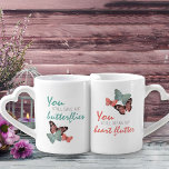 Lot De Mugs Typographie romantique & Papillons - Couples Perso<br><div class="desc">Personnalisez cette tasse romantique avec vos noms, l'événement (c.-à-d., les coéquipiers depuis, mariés, établis) et la date ou l'année. Le design comporte de jolis papillons et de la typographie de script d'un côté de chaque mug, avec votre texte personnalisé de l'autre. Les phrases amoureuses romantiques lisent "Tu me donnes toujours...</div>