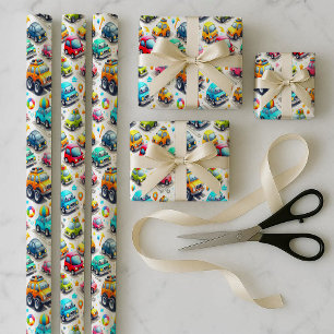 Lot de papier d'emballage pour enfants colorés ave