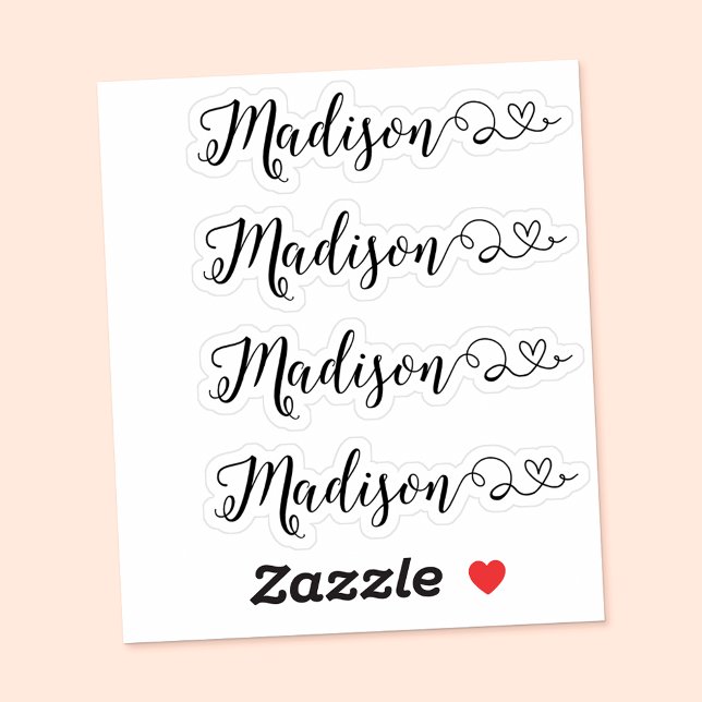 Lot de quatre autocollants de nom de calligraphie (Personalized Chic, Showcased with Style 💕🌟)