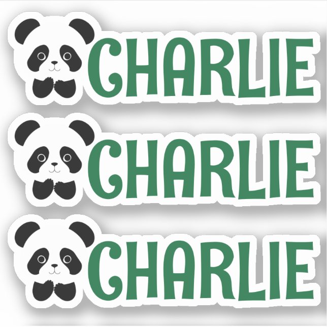 Lot de trois étiquettes de nom de panda personnali (Devant)