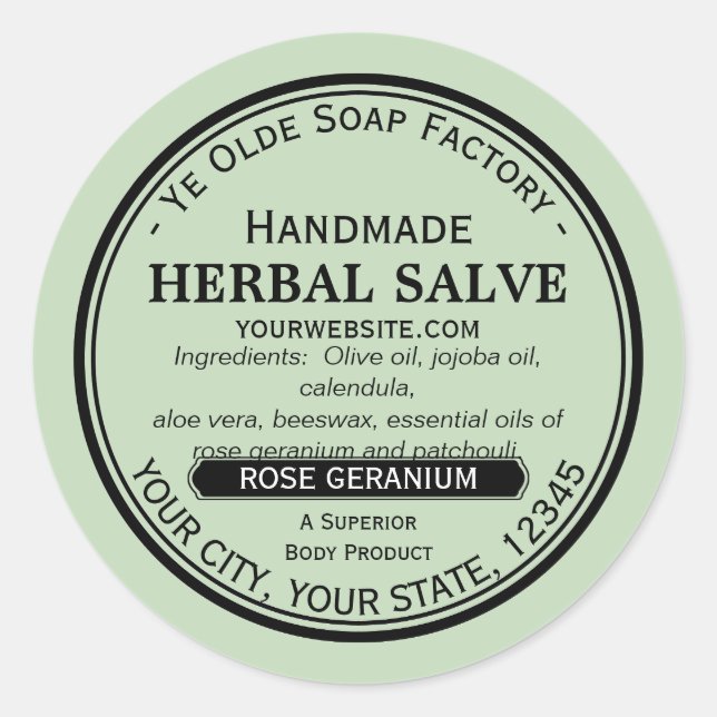 Lotion de salve ronde artisanale Étiquettes (Devant)