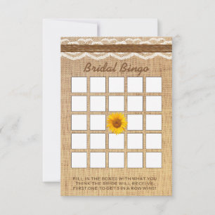 Loto de mariage en toile de jute et tournesol avec