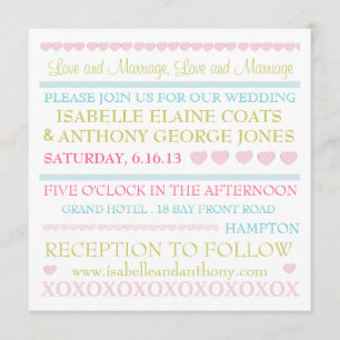 Lots Hearts Pastel Faire-part de mariage