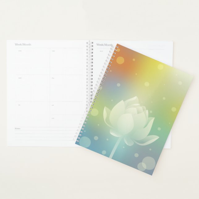 Lotus Awakening Hardcover Daily Planner (Devant avec enveloppe)