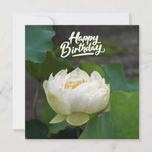 Lotus blanc avec mot Bonne carte postale Anniversa