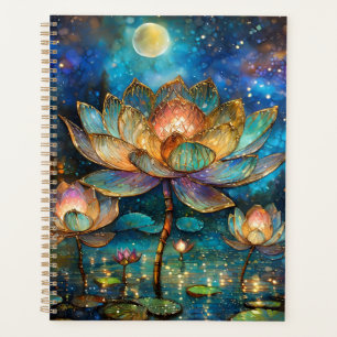 Lotus de verre tendu fleurit au clair de lune