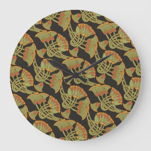 Lotus et Papyrus égyptiens, horloge à mur noir