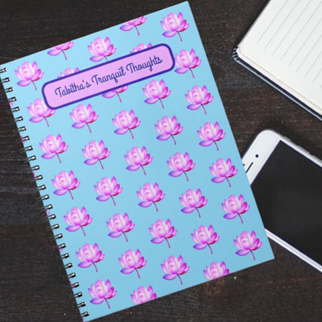 Lotus Fleurs Bébé Bleu Arrière - plan Carnet (Créateur téléchargé)