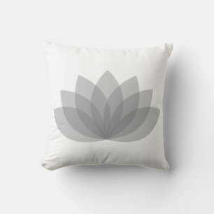 Lotus Flower Coussin en blanc et gris