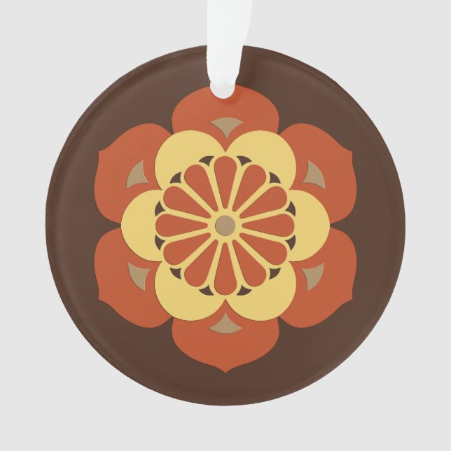 Lotus Flower Mandala, Brown, rouille et jaune (devant)