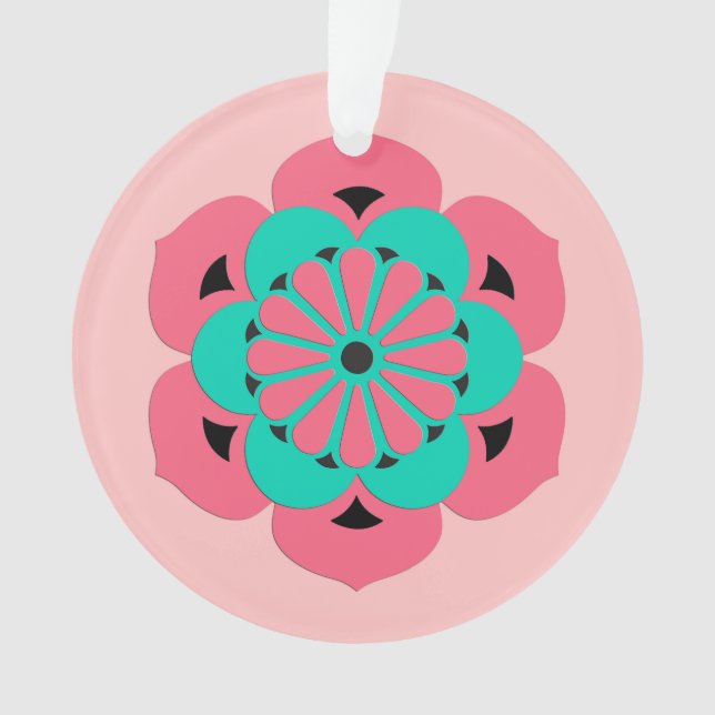 Lotus Flower Mandala, Coral rose et Turquoise (devant)