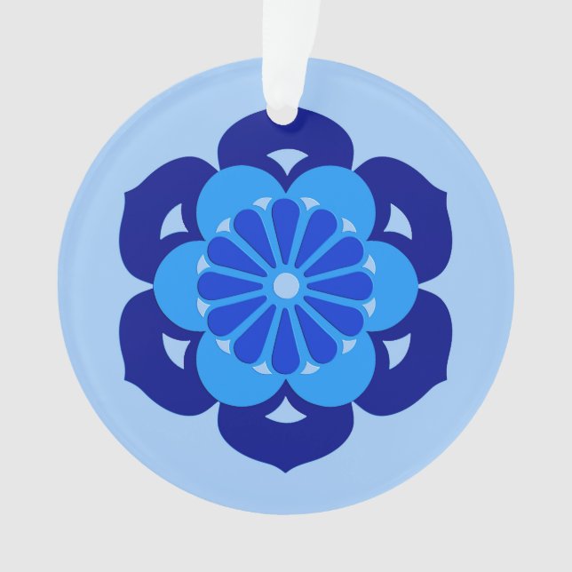 Lotus Flower Mandala, Indigo et bleu clair (devant)