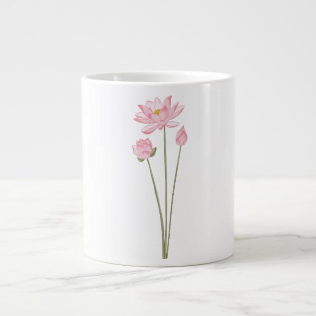Lotus Flowers Botanical Illustration Coffee Mug (Devant)