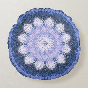 Lotus lilas rêvant le coussin rond de mandala