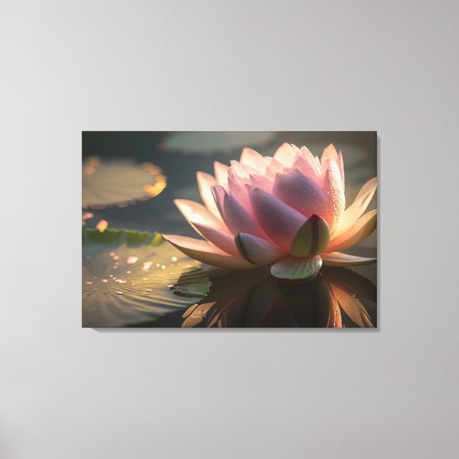 Lotus rose dans la toile légère du matin (Recto)