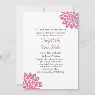 Lotus rose Faire-part de mariage 2(blanc)
