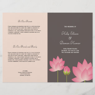 Lotus rose moderne grise programme de mariage