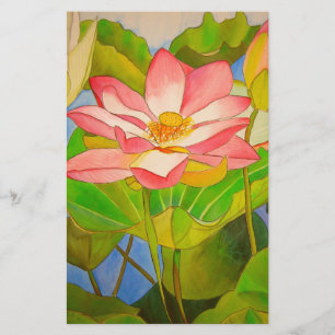 Lotus rose nénuphar aquarelle peinture