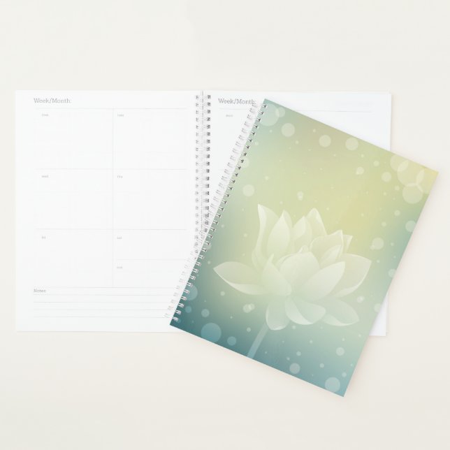 Lotus Serenity Hardcover Daily Planner (Devant avec enveloppe)