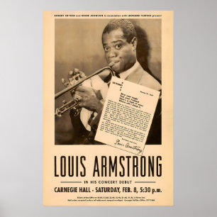 Louis Armstrong - Billie Holiday affiche jazz - À