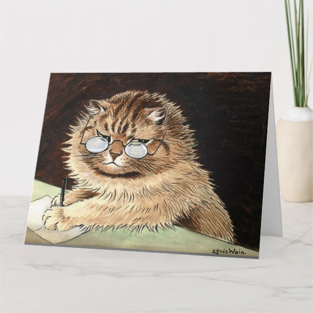 LOUIS ATTEND LA PENSÉE DE VOUS GRAY CAT Carte de v (Devant)